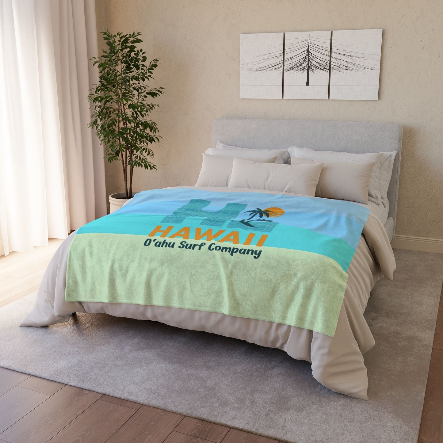 HI Hawaii Island Style Throw Blanket Super Soft Fleece - O'ahu Surf Company