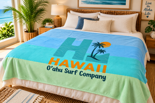 HI Hawaii Island Style Throw Blanket Super Soft Fleece - O'ahu Surf Company
