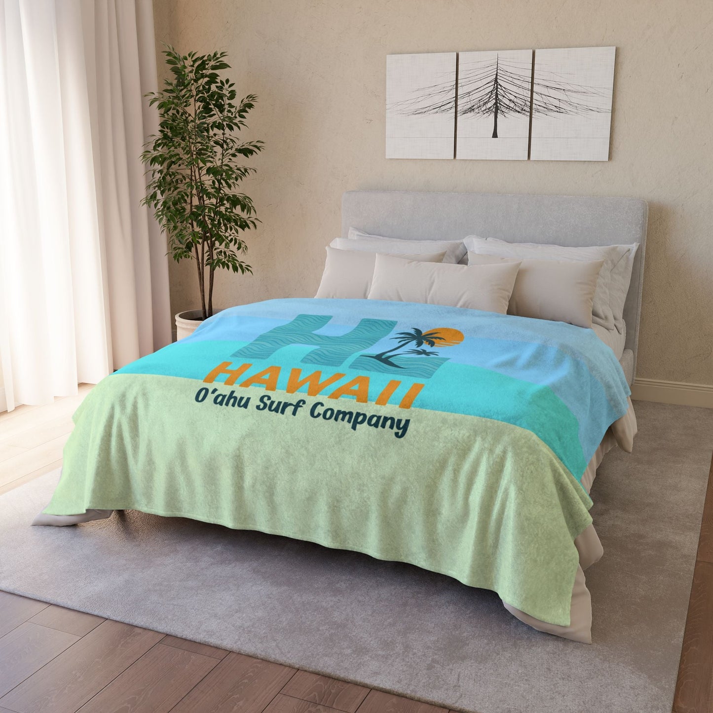 HI Hawaii Island Style Throw Blanket Super Soft Fleece - O'ahu Surf Company