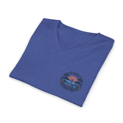 Honolulu Hawaii Coastal Island Sunny Day V-Neck T-Shirt - O'ahu Surf Company