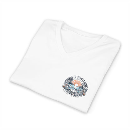Honolulu Hawaii Coastal Island Sunny Day V-Neck T-Shirt - O'ahu Surf Company