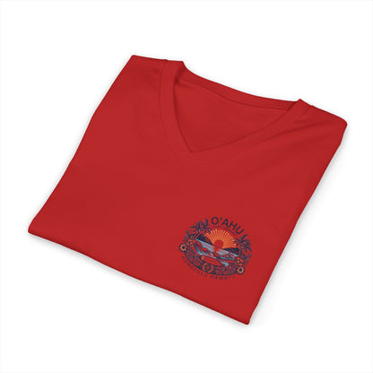 Honolulu Hawaii Coastal Island Sunny Day V-Neck T-Shirt - O'ahu Surf Company