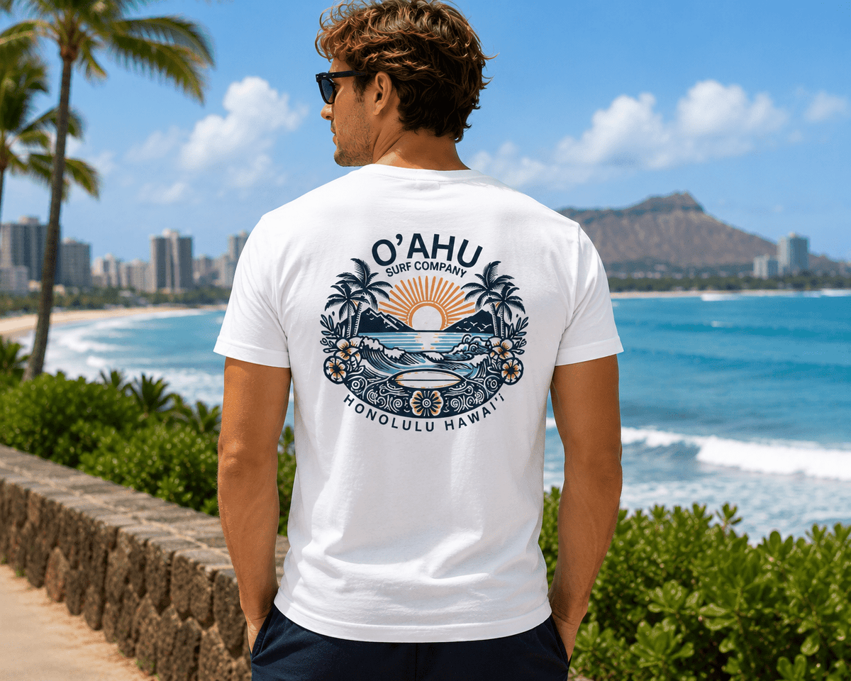 Honolulu Hawaii Coastal Island Sunny Day V-Neck T-Shirt - O'ahu Surf Company