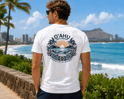 Honolulu Hawaii Coastal Island Sunny Day V-Neck T-Shirt - O'ahu Surf Company