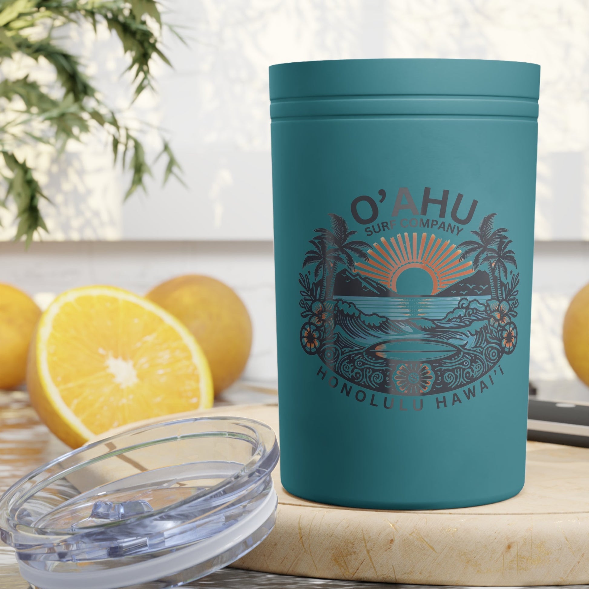 Honolulu Hawaii Vacuum Insulated Tumbler 11oz Travel Cup and Can Cooler - O'ahu Surf Company