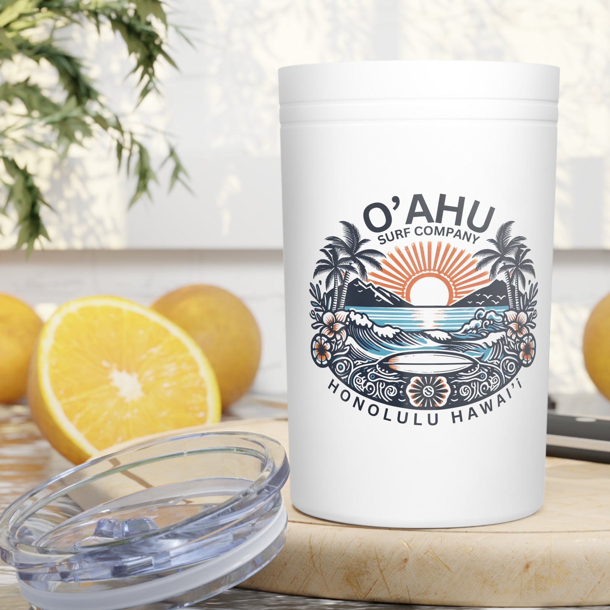 Honolulu Hawaii Vacuum Insulated Tumbler 11oz Travel Cup and Can Cooler - O'ahu Surf Company