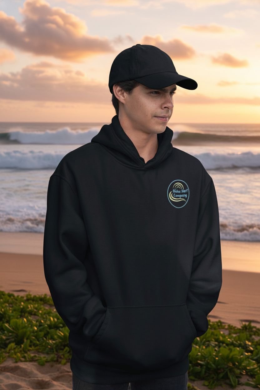 Hawaii Surf Hoodie – Hawaiian Surf Sweatshirt with Island Style Wave and Sea Turtle Design