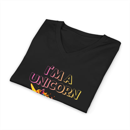 I’m a Unicorn Neon Graphic V - Neck Tee – Fun Statement Survivor Shirt - O'ahu Surf Company