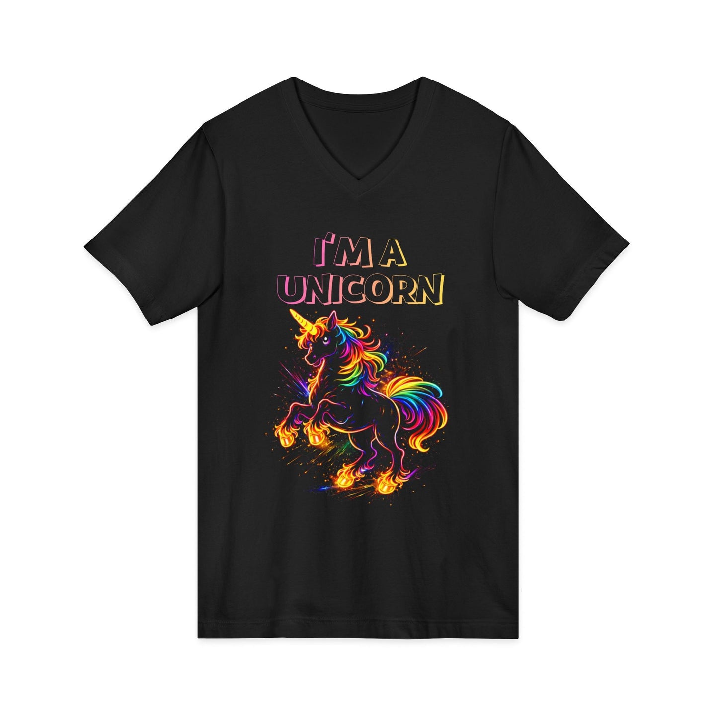 I’m a Unicorn Neon Graphic V - Neck Tee – Fun Statement Survivor Shirt - O'ahu Surf Company