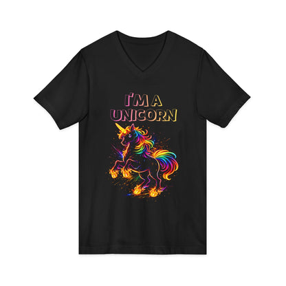 I’m a Unicorn Neon Graphic V - Neck Tee – Fun Statement Survivor Shirt - O'ahu Surf Company