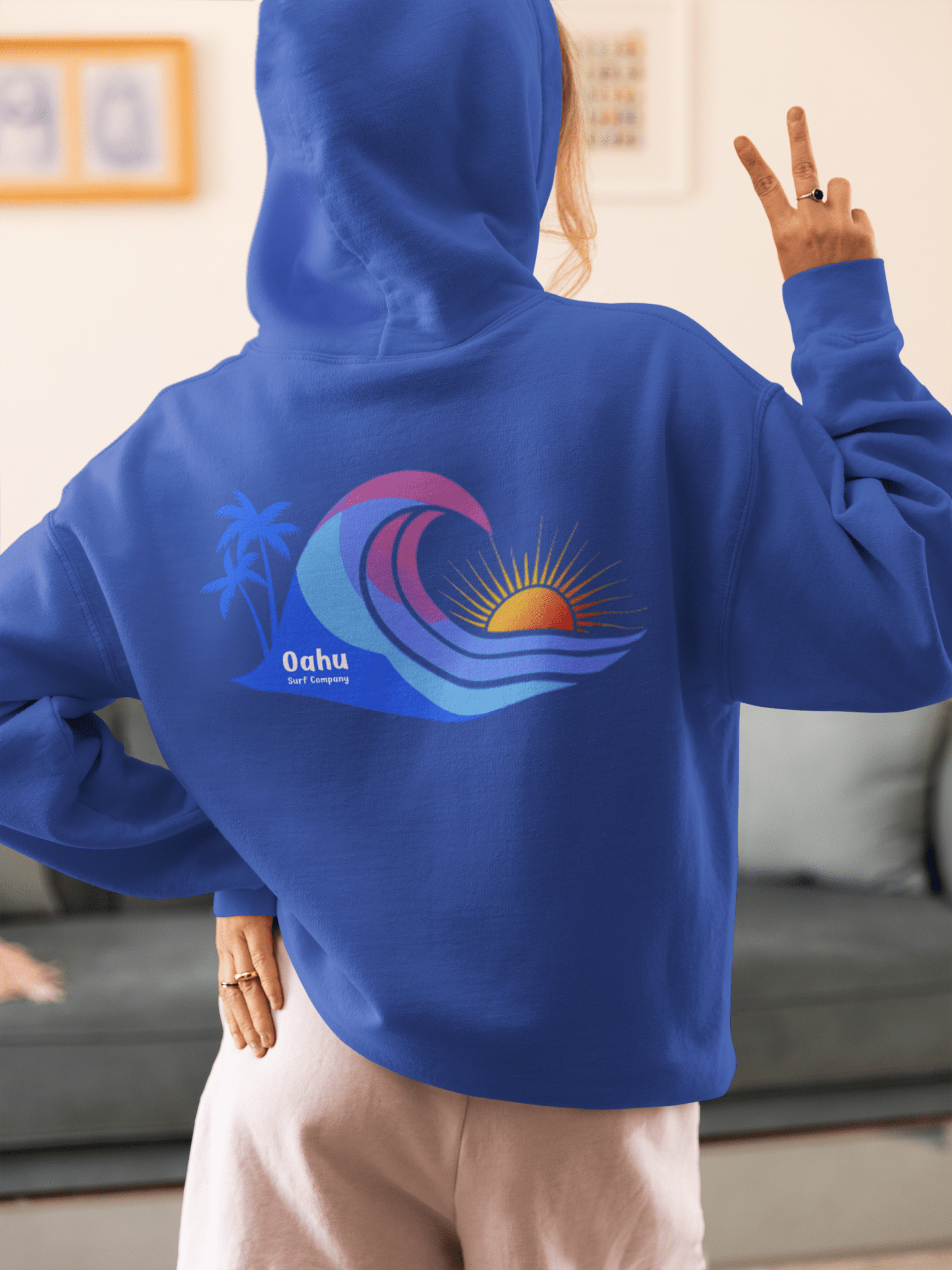 Island Wave Womens Hoodie Island Style Sweatshirt O’ahu Surf Company Hawaii - O'ahu Surf Company