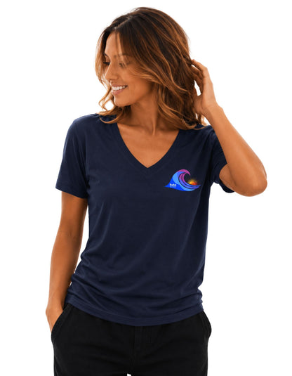 Island Wave Women’s V - Neck Tee – O’ahu Surf Company Hawaii Surf Shirt - O'ahu Surf Company