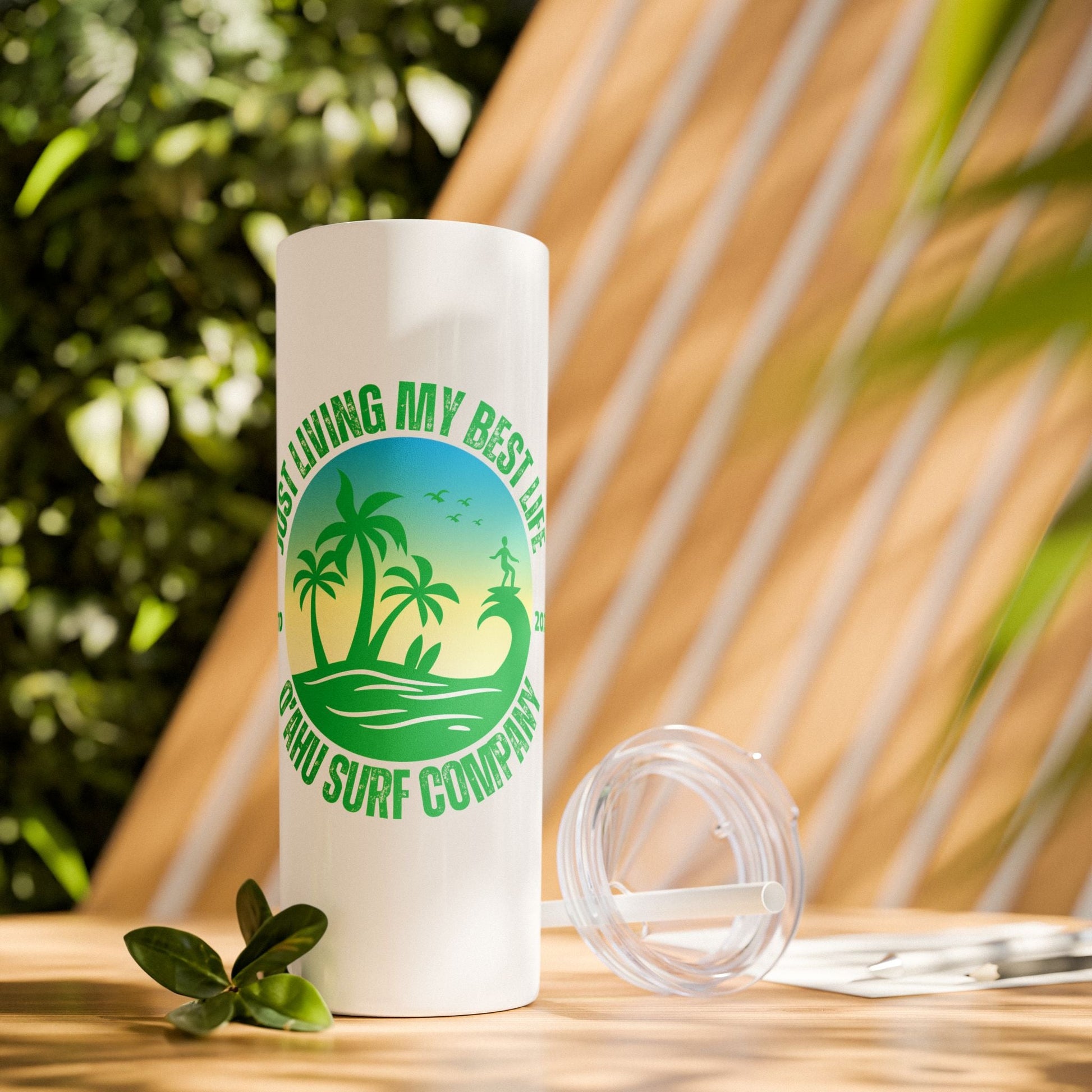 Living My Best Life Hawaii Skinny Tumbler with Straw 20oz - O'ahu Surf Company