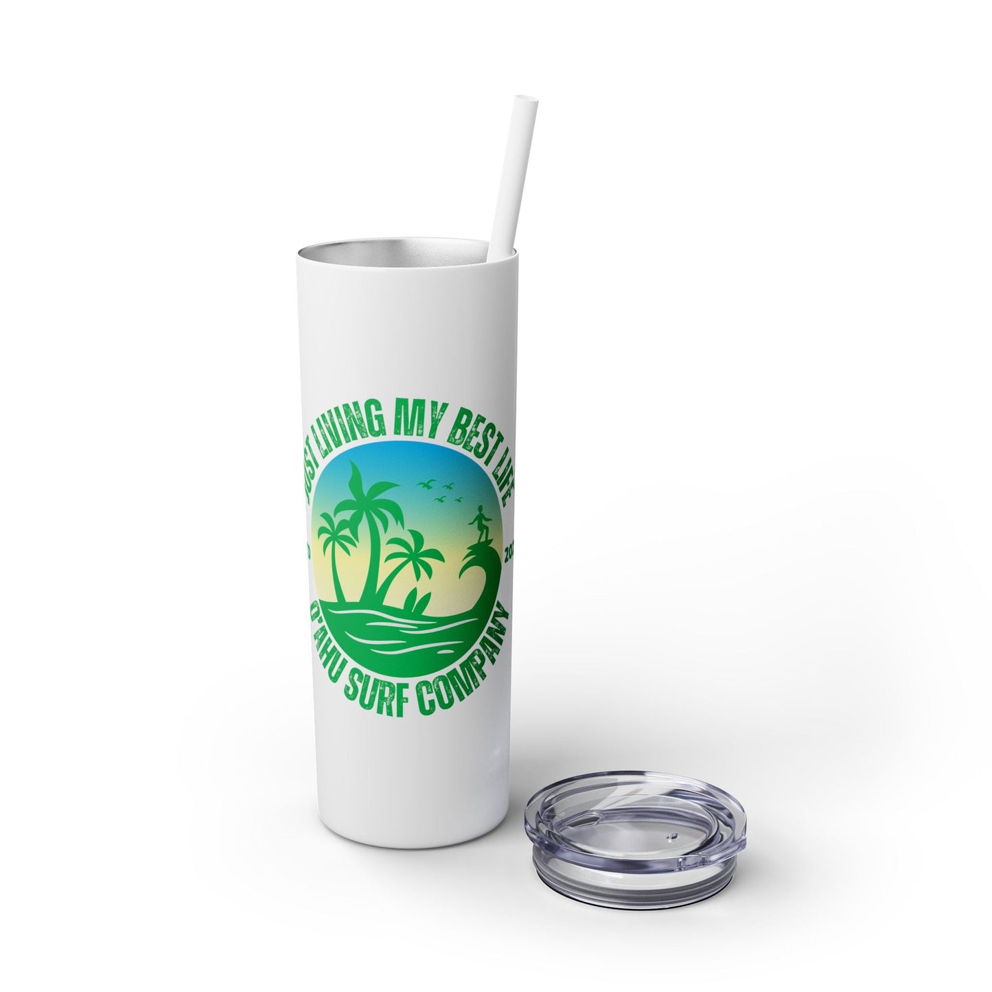 Living My Best Life Hawaii Skinny Tumbler with Straw 20oz - O'ahu Surf Company