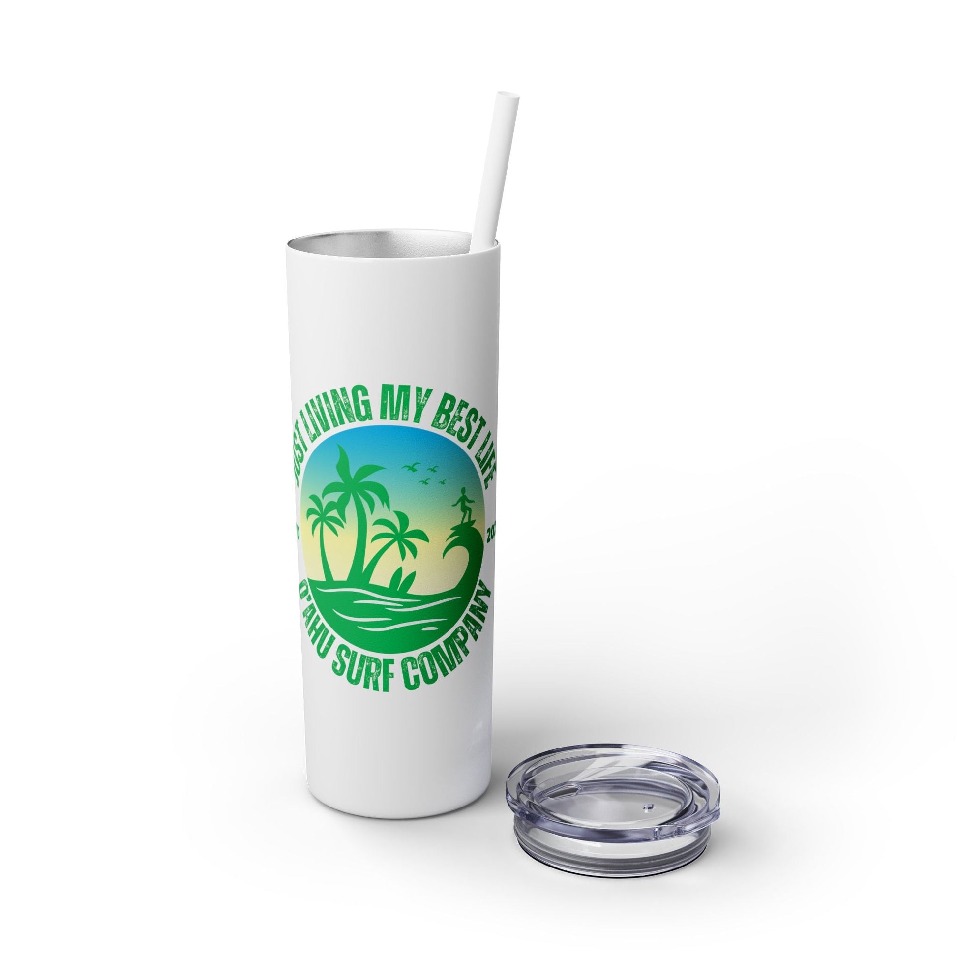 Living My Best Life Hawaii Skinny Tumbler with Straw 20oz - O'ahu Surf Company