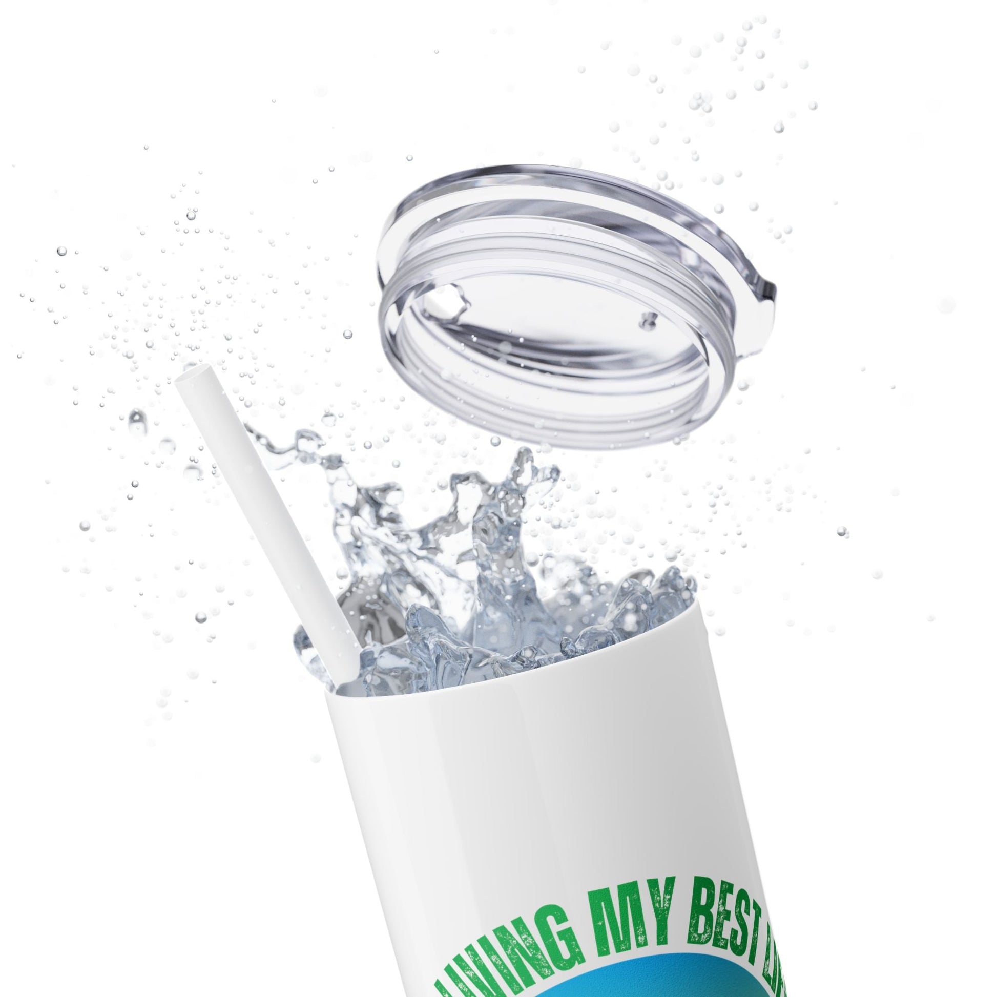 Living My Best Life Hawaii Skinny Tumbler with Straw 20oz - O'ahu Surf Company