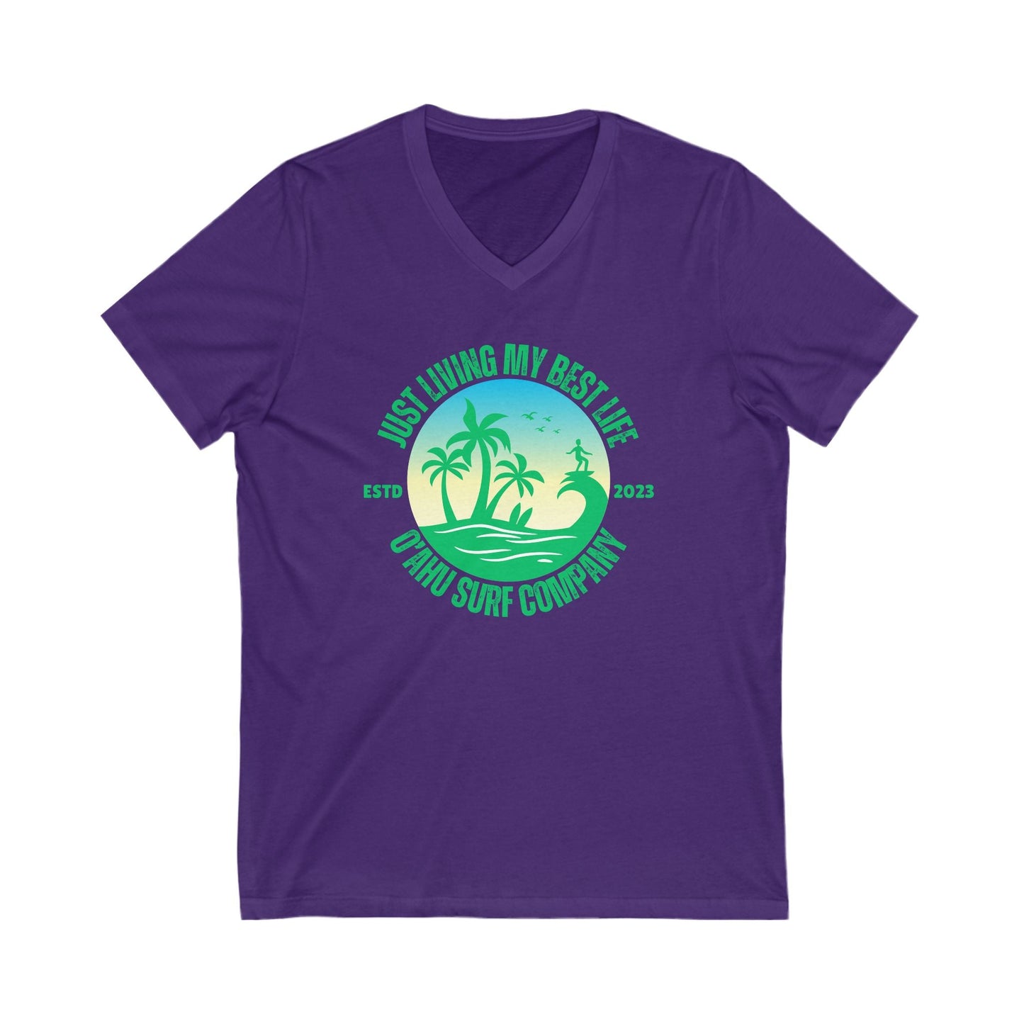 Living My Best Life Oahu Surfer V - Neck T-Shirt - O'ahu Surf Company