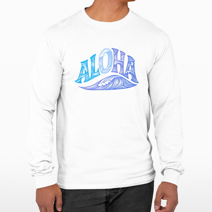 Aloha Hawaii Wave Long Sleeve Graphic Tee