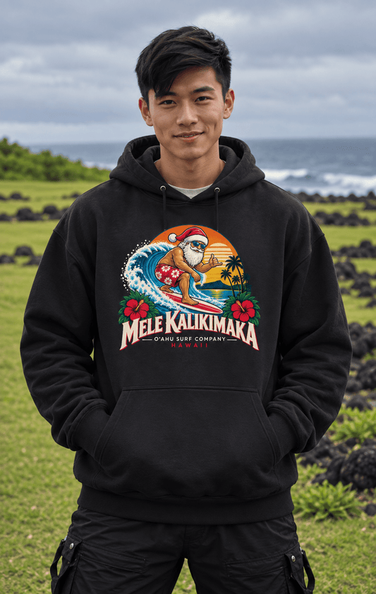 Mele Kalikimaka Hawaii Christmas Surf Hoodie - O'ahu Surf Company