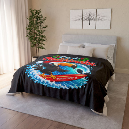 Mele Kalikimaka Surfing Toucan Christmas Blanket - O'ahu Surf Company