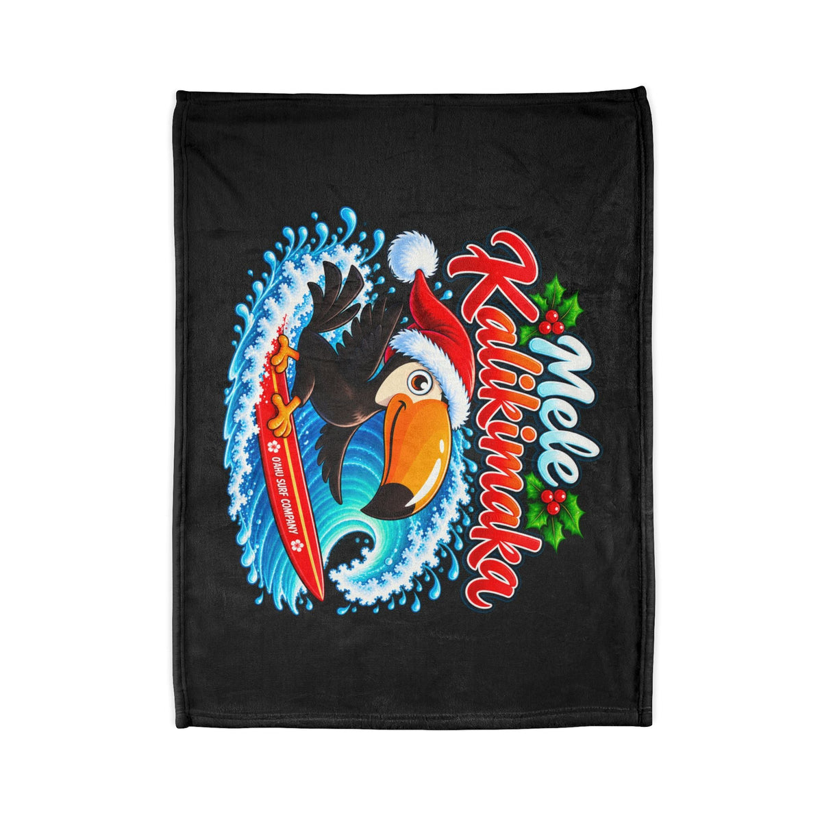 Mele Kalikimaka Surfing Toucan Christmas Blanket - O'ahu Surf Company