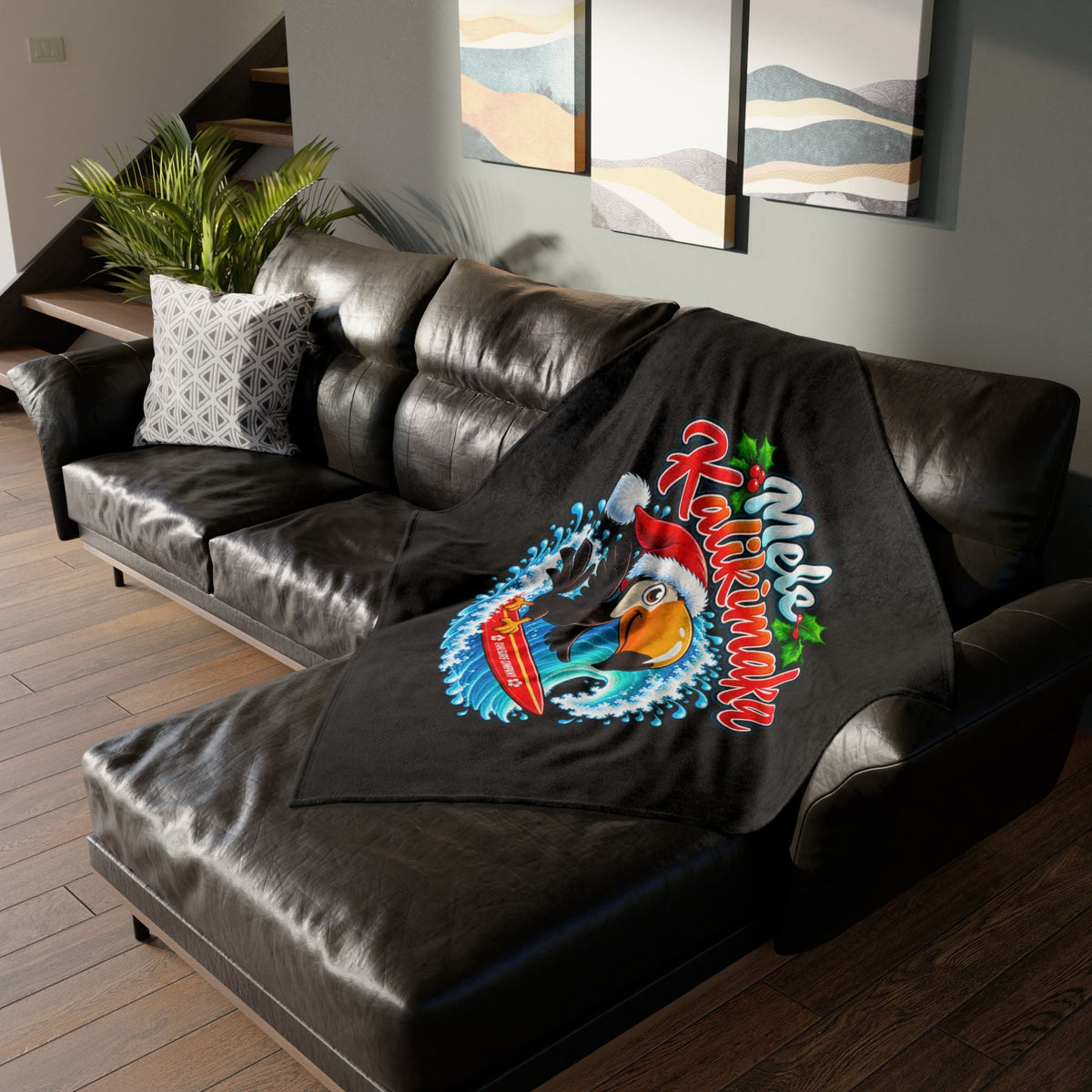 Mele Kalikimaka Surfing Toucan Christmas Blanket - O'ahu Surf Company