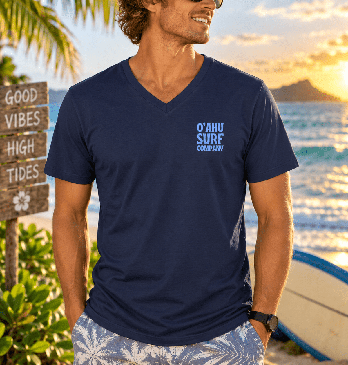 Men's Hawaii Surf V-Neck T-Shirt - O'ahu Surf Company