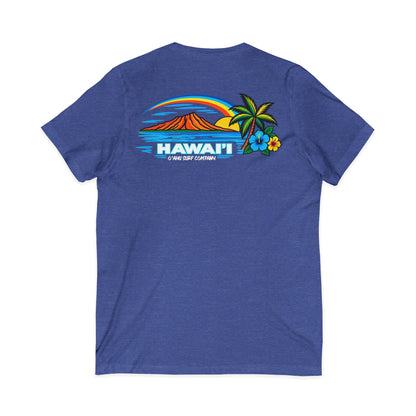 Men's Waikiki Beach Hawaii V-Neck T-Shirt - O'ahu Surf Company