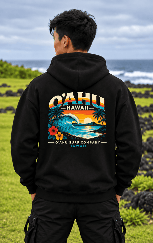 Oahu Hawaii Retro Surf Hoodie - O'ahu Surf Company