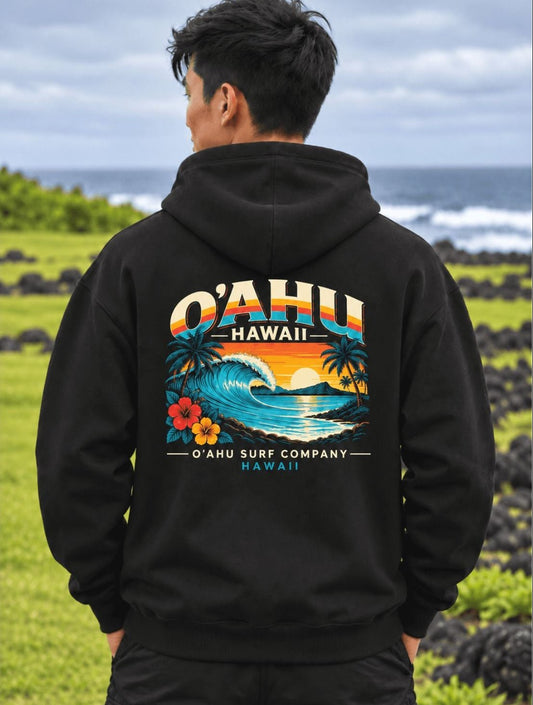 Oahu Hawaii Retro Surf Hoodie - O'ahu Surf Company