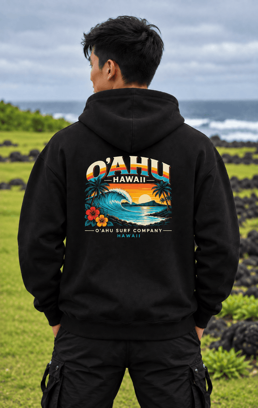 Oahu Hawaii Retro Surf Hoodie - O'ahu Surf Company