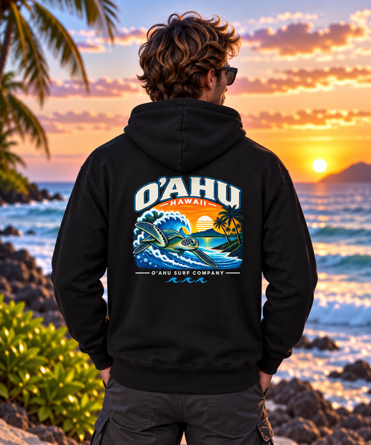 Oahu Hawaiian Sea Turtle Surf Hoodie Sweatshirt - O'ahu Surf Company