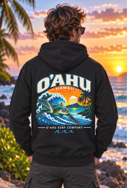 Oahu Hawaiian Sea Turtle Surf Hoodie Sweatshirt - O'ahu Surf Company