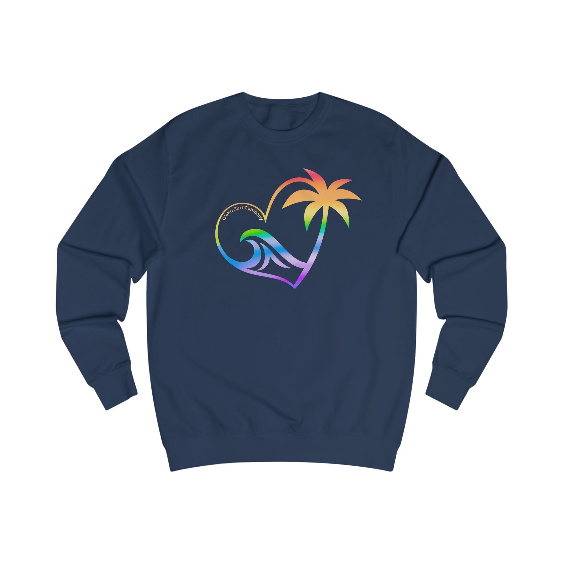 Oahu Island Heart Sweatshirt – Hawaii Surf Sweatshirt, Coastal Rainbow Design, Beach Lover Gift - O'ahu Surf Company