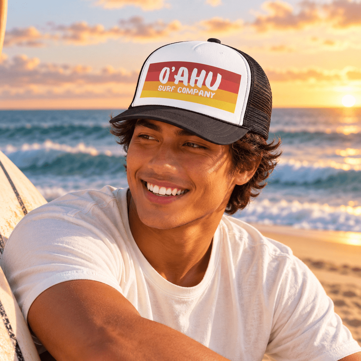O'ahu Retro Sunset Hawaii Trucker Hat - O'ahu Surf Company