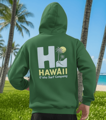 Oahu Surf Company HI Hawaii Hoodie – Hawaiian Surf Sweatshirt with Island Style Design - O'ahu Surf Company