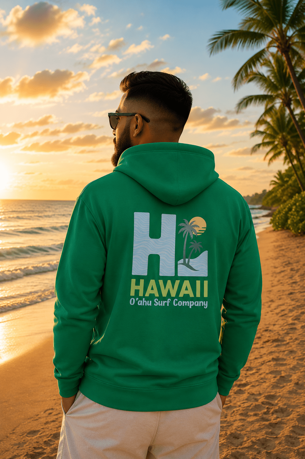 Oahu Surf Company HI Hawaii Hoodie – Hawaiian Surf Sweatshirt with Island Style Design - O'ahu Surf Company