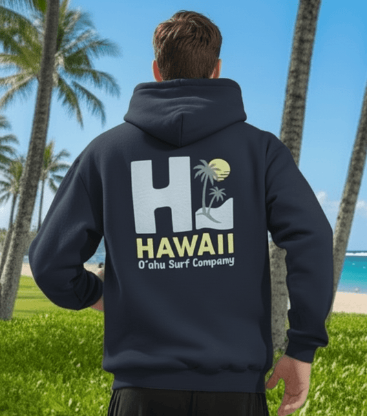 Oahu Surf Company HI Hawaii Hoodie – Hawaiian Surf Sweatshirt with Island Style Design - O'ahu Surf Company