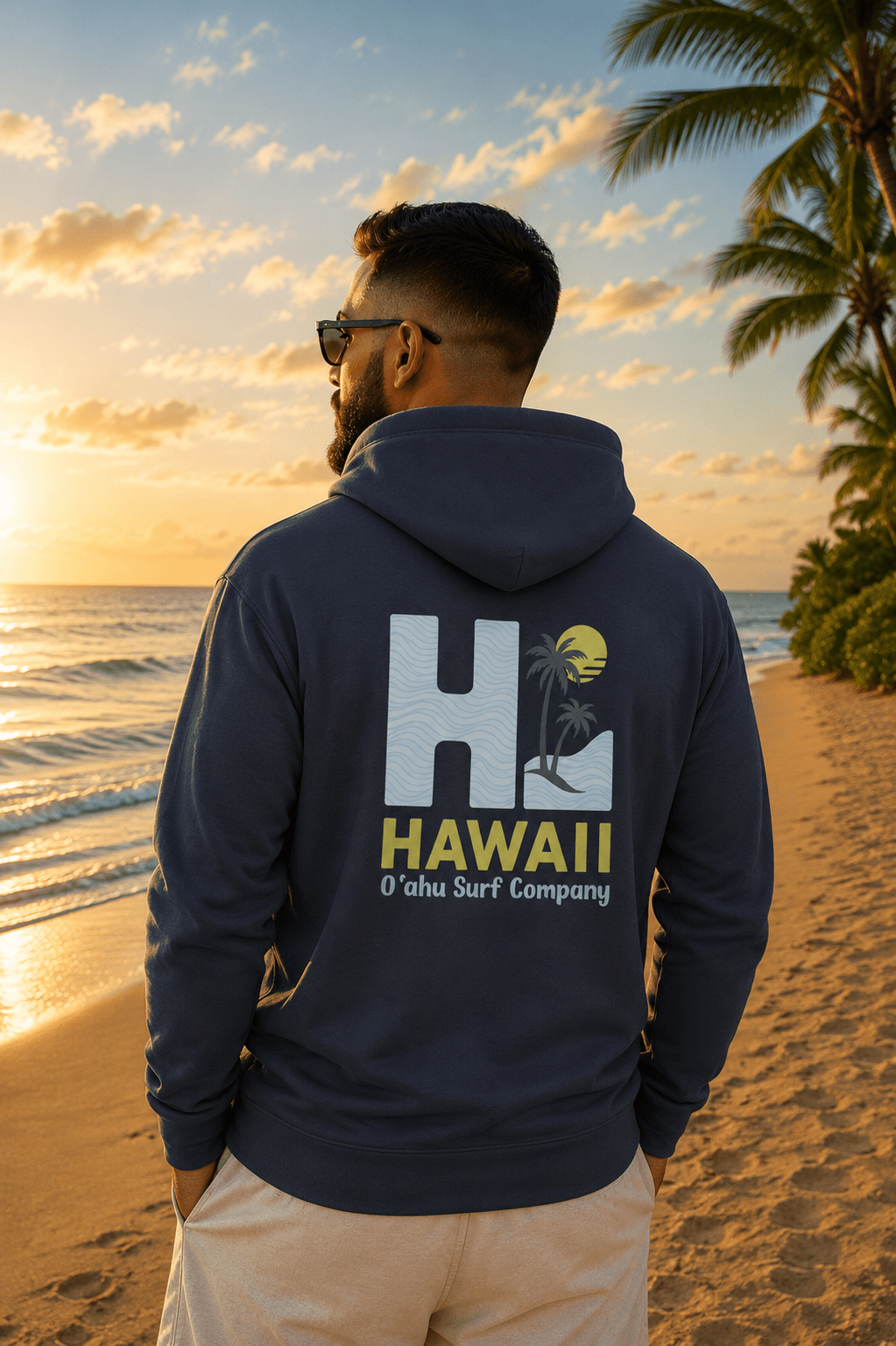 Oahu Surf Company HI Hawaii Hoodie – Hawaiian Surf Sweatshirt with Island Style Design - O'ahu Surf Company