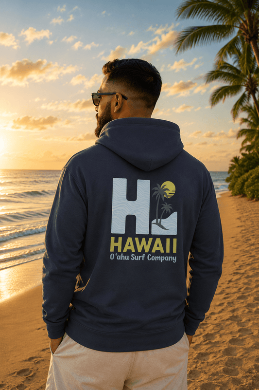 Oahu Surf Company HI Hawaii Hoodie – Hawaiian Surf Sweatshirt with Island Style Design - O'ahu Surf Company