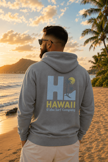 Oahu Surf Company HI Hawaii Hoodie – Hawaiian Surf Sweatshirt with Island Style Design - O'ahu Surf Company