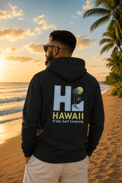 Oahu Surf Company HI Hawaii Hoodie – Hawaiian Surf Sweatshirt with Island Style Design - O'ahu Surf Company