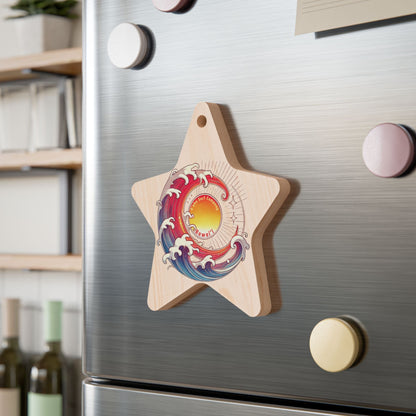 O'ahu Surf Company Ocean Wave Holiday Hawaii Wooden Ornament - O'ahu Surf Company