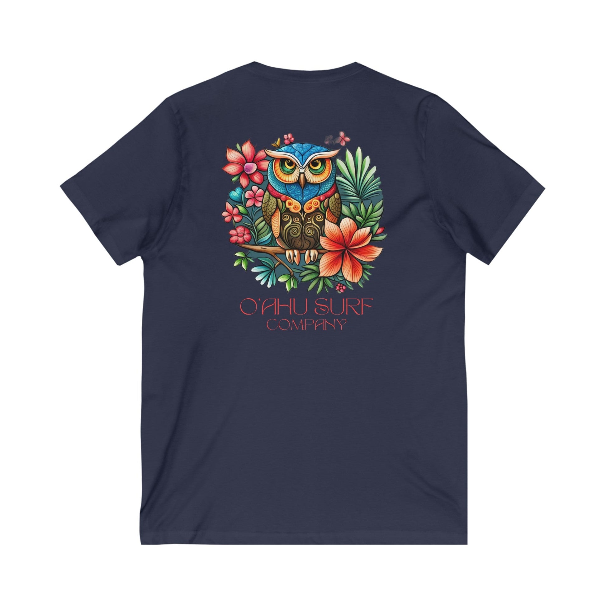 O'ahu Surf Company Owl Tropical Flowers V - Neck T-Shirt - O'ahu Surf Company