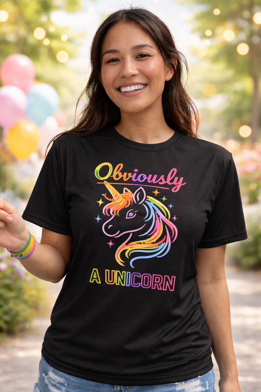Obviously a Unicorn Rainbow Graphic Tee Fun Rainbow Polyester Jersey Shirt - O'ahu Surf Company