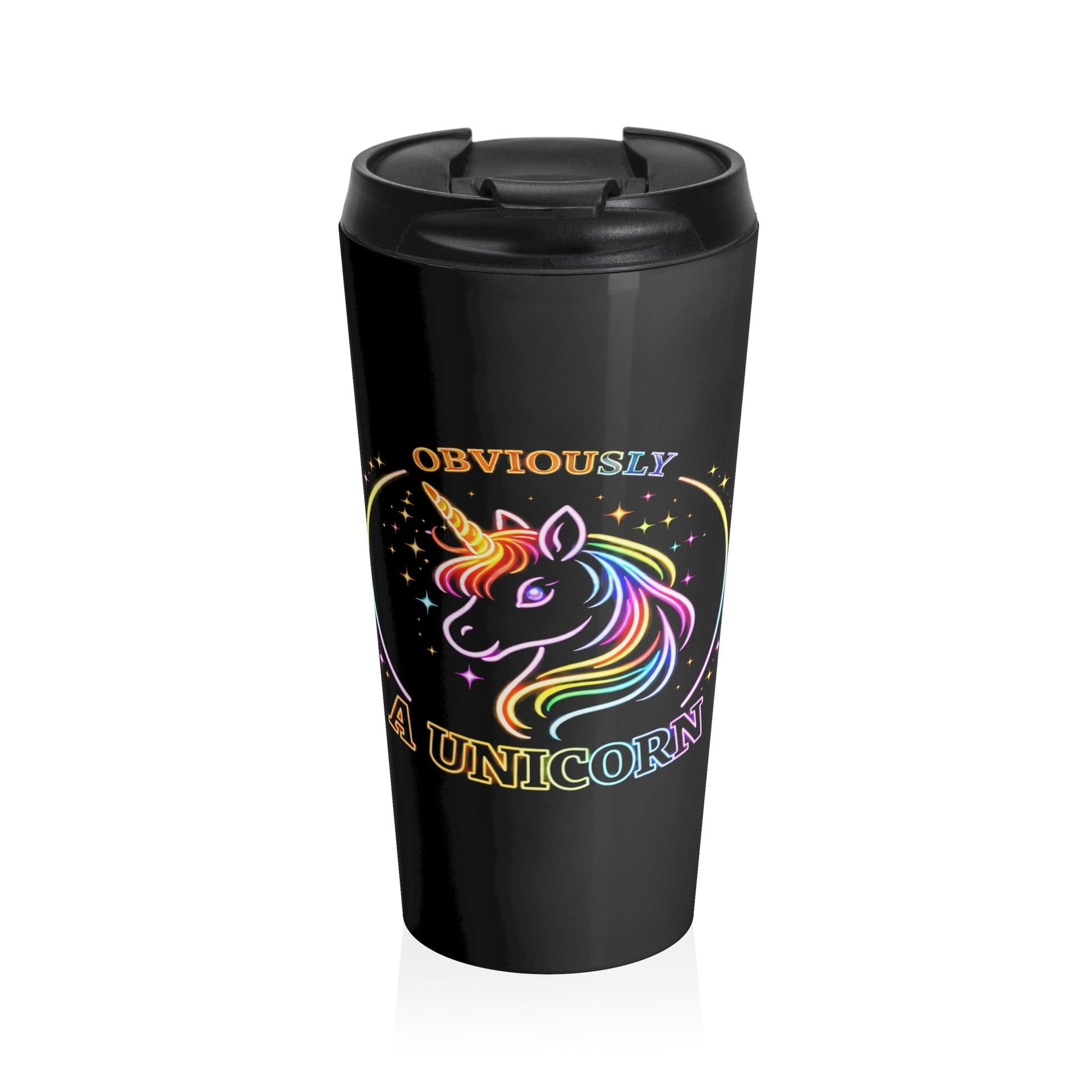 Obviously Unicorn Travel Mug | Rainbow Neon Unicorn Coffee Cup 15oz - O'ahu Surf Company