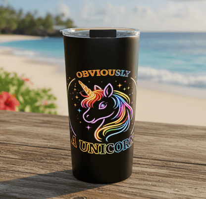 Obviously Unicorn Travel Mug | Rainbow Neon Unicorn Stainless Steel Tumbler - O'ahu Surf Company
