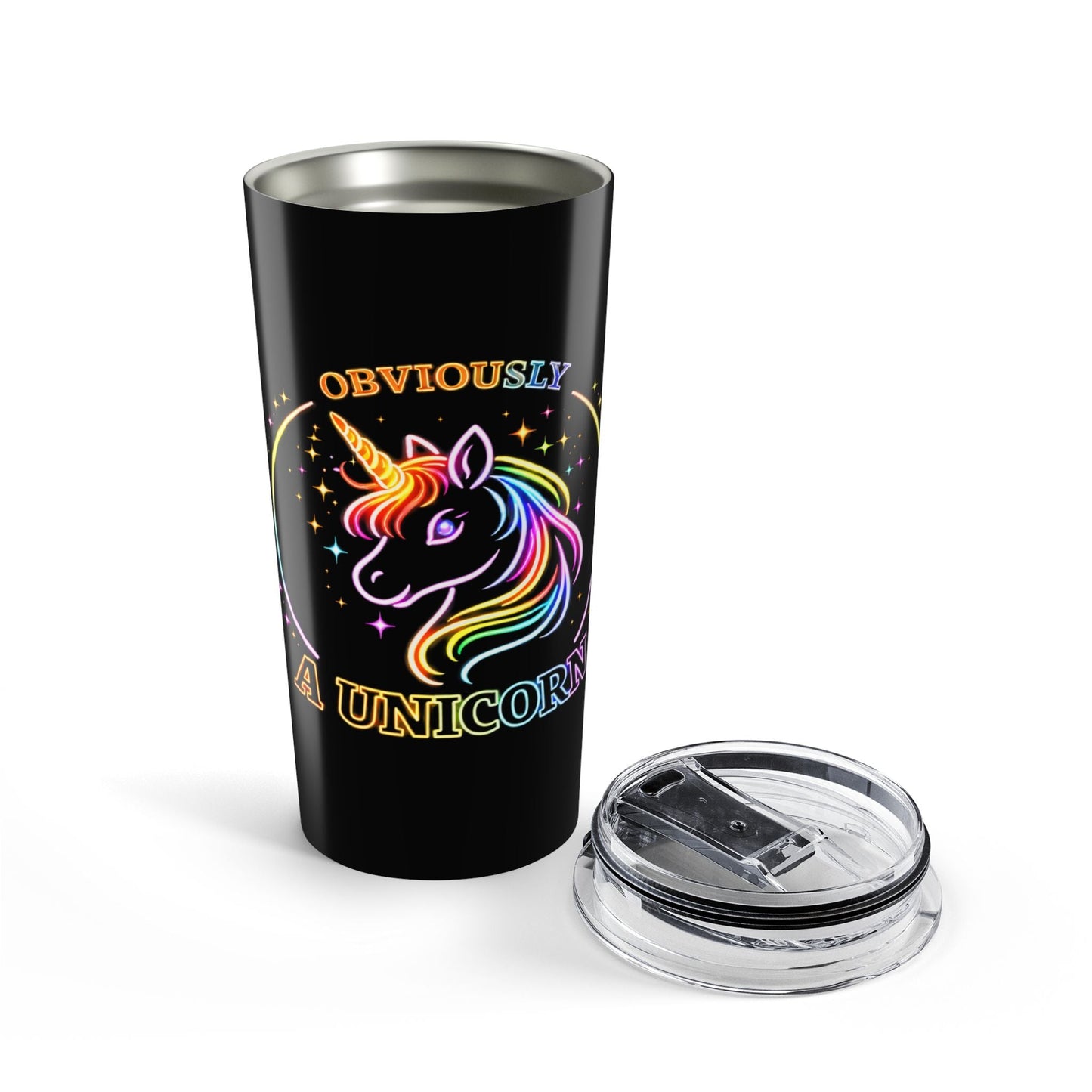 Obviously Unicorn Travel Mug | Rainbow Neon Unicorn Stainless Steel Tumbler - O'ahu Surf Company