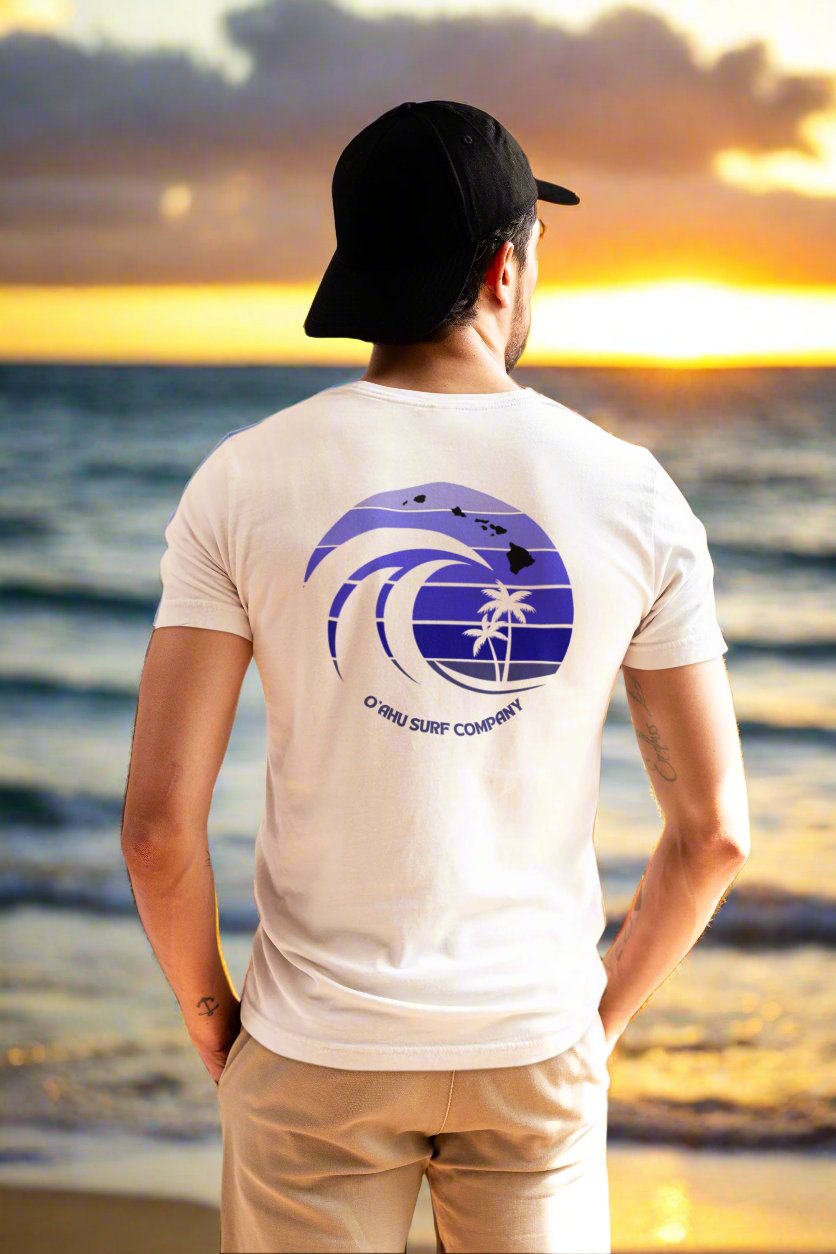 Ocean Wave Logo Oahu Surf V - Neck Island T-Shirt - O'ahu Surf Company