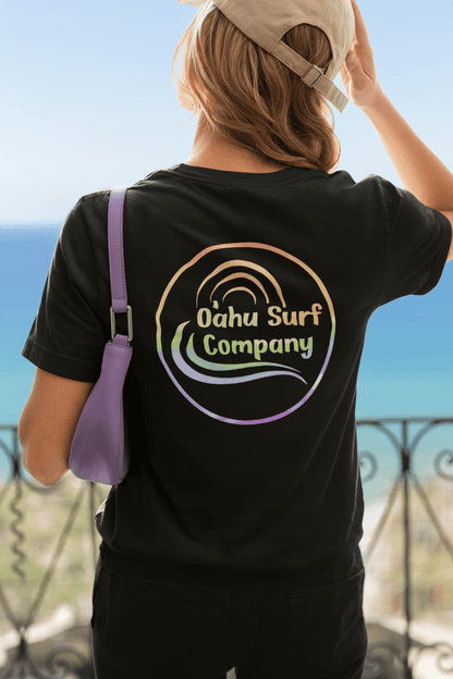 Rainbow Oahu Surf Company Logo Unixex V - Neck T-Shirt - O'ahu Surf Company